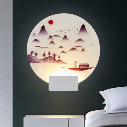 Vivolux | Witte Circulaire Berg Muur Licht Oosters Stijl LED Acryl Wandverlichting Fixture