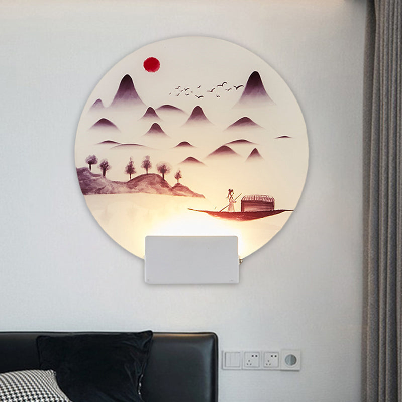 Vivolux | Witte Circulaire Berg Muur Licht Oosters Stijl LED Acryl Wandverlichting Fixture