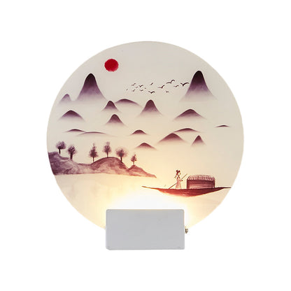 Vivolux | Witte Circulaire Berg Muur Licht Oosters Stijl LED Acryl Wandverlichting Fixture