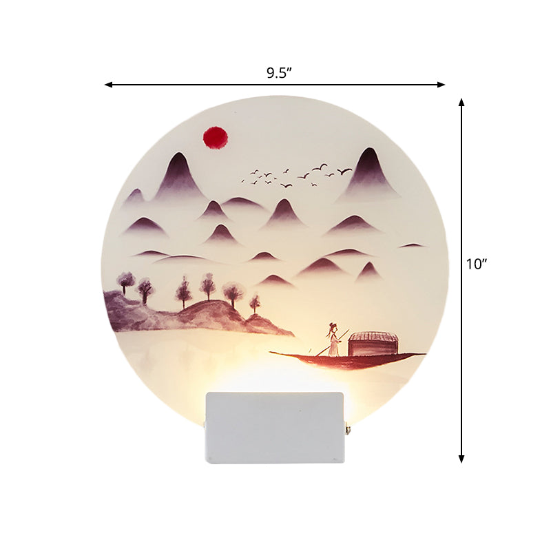 Vivolux | Witte Circulaire Berg Muur Licht Oosters Stijl LED Acryl Wandverlichting Fixture