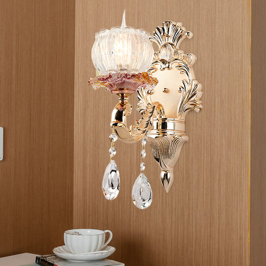 Vivolux | Scalloped Dome Bedside Wall Light Postmodern Crystal 1 Kopf Gold Wandleuchte Licht