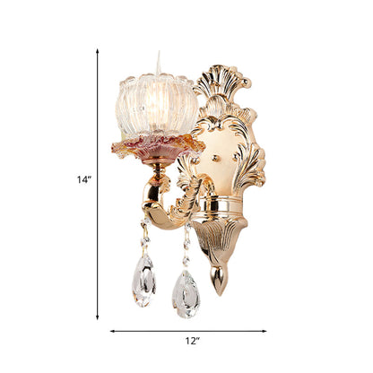 Vivolux | Scalloped Dome Bedside Wall Light Postmodern Crystal 1 Kopf Gold Wandleuchte Licht