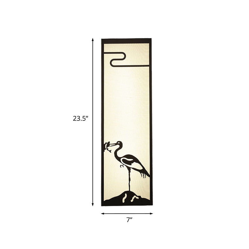 Vivolux | 3-Lichts Slaapkamer Kraan Wandgemonteerde Lamp Oriental Style Zwart Muur Lamp met Cuboïde Stoffen Shade