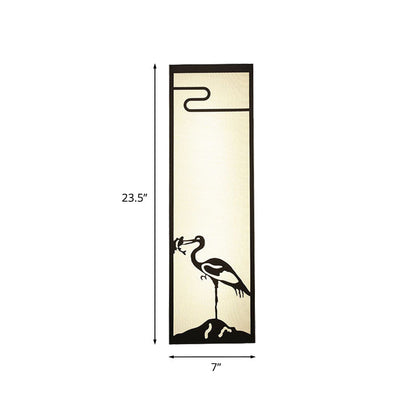 Vivolux | 3-Lichts Slaapkamer Kraan Wandgemonteerde Lamp Oriental Style Zwart Muur Lamp met Cuboïde Stoffen Shade