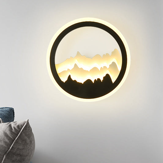 Vivolux | Rundförmige Acryl-Mountain-Wandlampe Zeitgenössischer Stil LED Schwarze Wandmontage-Lampe
