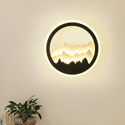 Vivolux | Rundförmige Acryl-Mountain-Wandlampe Zeitgenössischer Stil LED Schwarze Wandmontage-Lampe