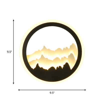 Vivolux | Rundförmige Acryl-Mountain-Wandlampe Zeitgenössischer Stil LED Schwarze Wandmontage-Lampe