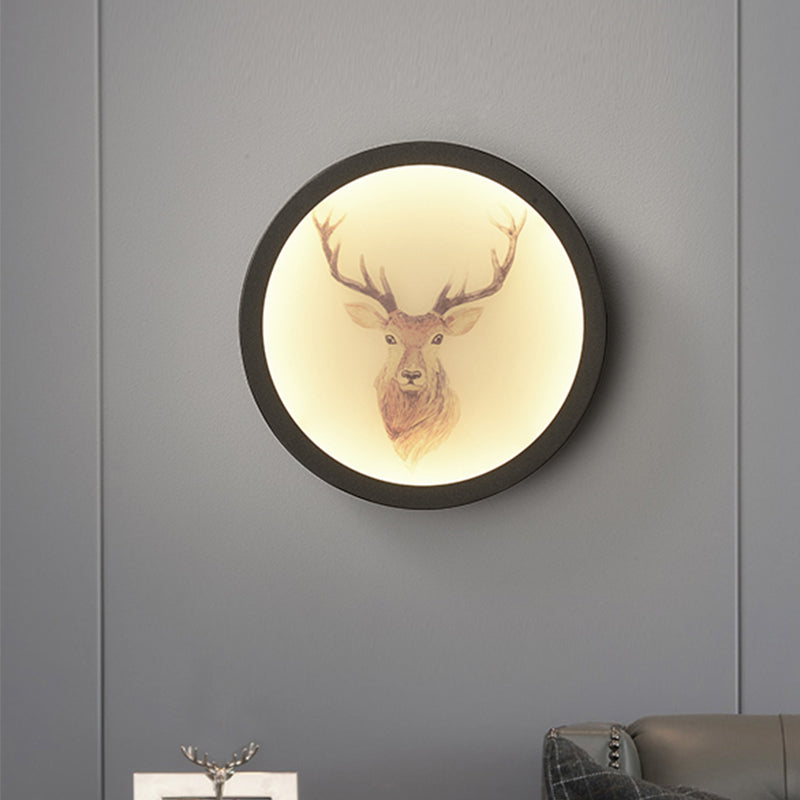 Vivolux | Contemporary Style LED Elch Hirsch Wandlicht Acryl Weiß Rund Wandmontierte Beleuchtung