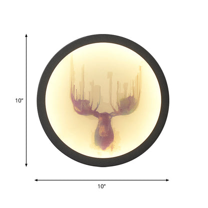 Vivolux | Contemporary Style LED Elch Hirsch Wandlicht Acryl Weiß Rund Wandmontierte Beleuchtung