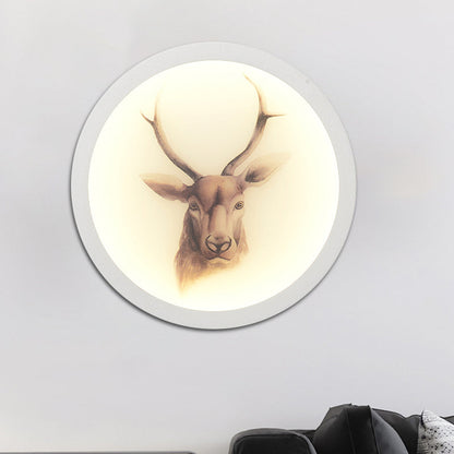 Vivolux | Contemporary Style LED Elch Hirsch Wandlicht Acryl Weiß Rund Wandmontierte Beleuchtung
