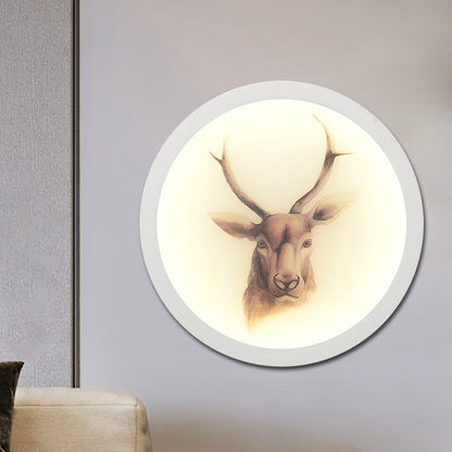 Vivolux | Contemporary Style LED Elch Hirsch Wandlicht Acryl Weiß Rund Wandmontierte Beleuchtung