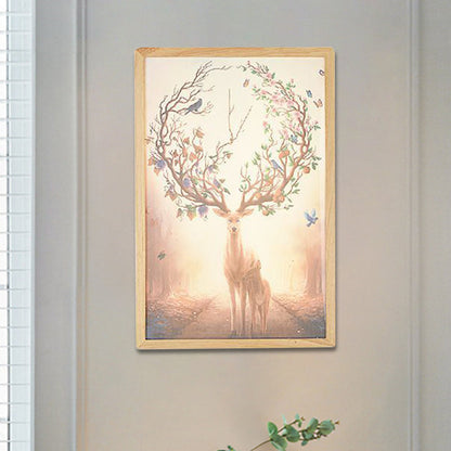 Vivolux | 12"/16" Breedte Vierkante Metallic Muur Lamp Minimalistisch LED Hout Wandgemonteerde Verlichting met Hert Patroon