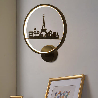 Vivolux | Wit/Zwart Ronde Wandmuur Lamp Nordic LED Metalen Wandgemonteerde Verlichtingsarmatuur met Eiffeltoren/StelPatroon