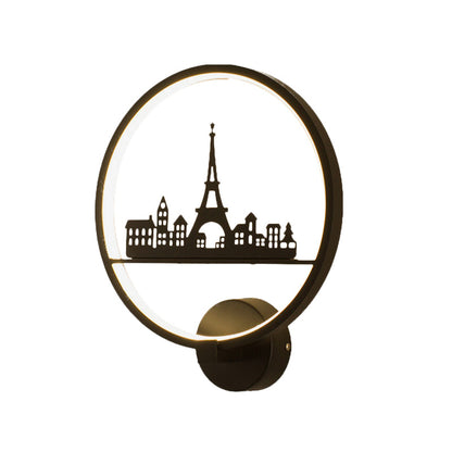 Vivolux | Wit/Zwart Ronde Wandmuur Lamp Nordic LED Metalen Wandgemonteerde Verlichtingsarmatuur met Eiffeltoren/StelPatroon