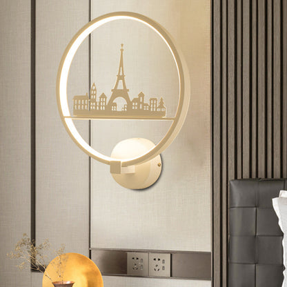 Vivolux | Wit/Zwart Ronde Wandmuur Lamp Nordic LED Metalen Wandgemonteerde Verlichtingsarmatuur met Eiffeltoren/StelPatroon