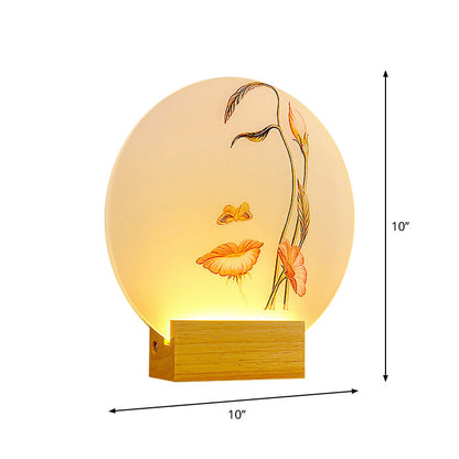Vivolux | Kreisförmige Metallische Schmetterling und Blatt Wandlampe Minimaler Stil LED Holz Wandbeleuchtung Fixture