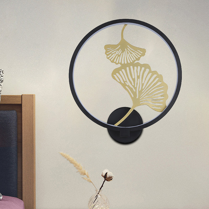 Vivolux | Zwart/Wit Circulaire Ginkgo Muurverlichting Moderne LED Metalen Wandverlichting Idee voor Woonkamer, Warm/Wit Licht