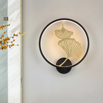 Vivolux | Zwart/Wit Circulaire Ginkgo Muurverlichting Moderne LED Metalen Wandverlichting Idee voor Woonkamer, Warm/Wit Licht
