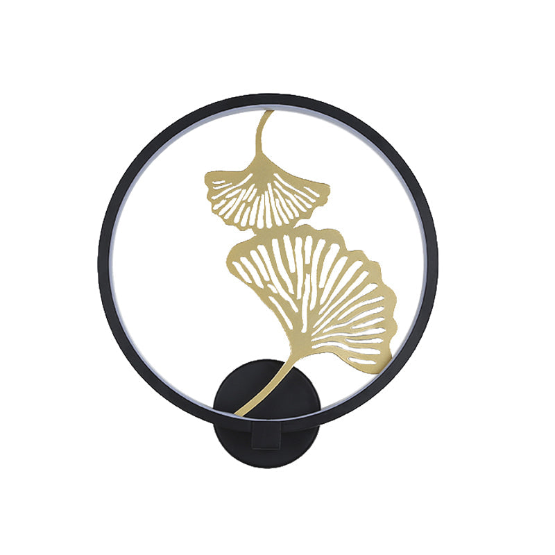 Vivolux | Zwart/Wit Circulaire Ginkgo Muurverlichting Moderne LED Metalen Wandverlichting Idee voor Woonkamer, Warm/Wit Licht