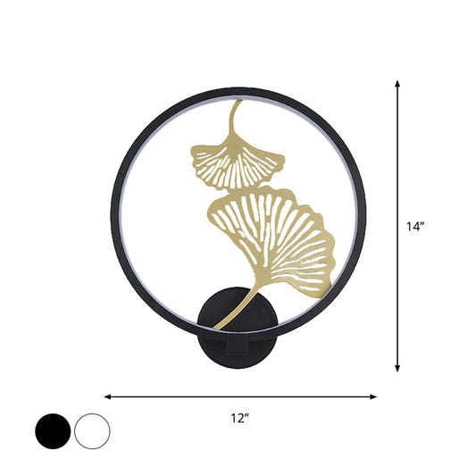 Vivolux | Zwart/Wit Circulaire Ginkgo Muurverlichting Moderne LED Metalen Wandverlichting Idee voor Woonkamer, Warm/Wit Licht