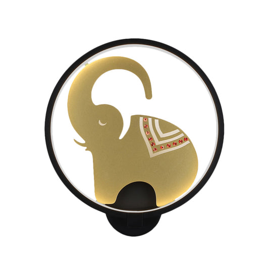 Vivolux | Postmodern Stil Zirkuläre Metallische Wandlampe LED Elefant Wandbeleuchtung Fixture in Weiß-Rot/Schwarz-Rot/Weiß-Gold für Schlafzimmer, Warm/Weiß Licht