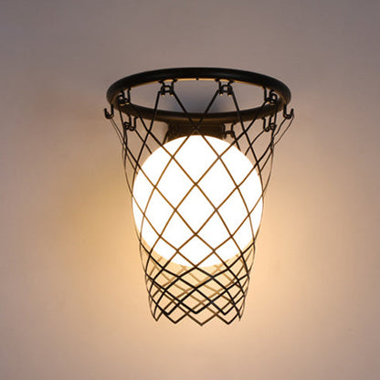 Vivolux | Slamora Kinder Wandleuchte | Basketballkorb Design | Glas & Metall | Art Déco Stil | Schlafzimmerlicht