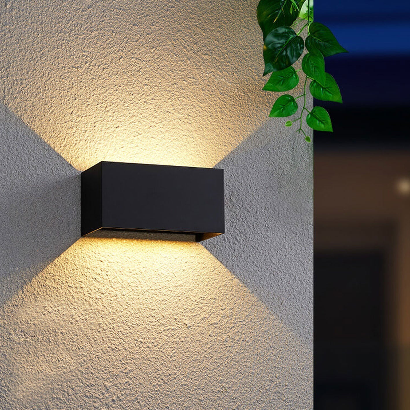 Vivolux | Moderne wasserdichte rechteckige LED-Wandleuchte für den Außenbereich mit Auf- und Ab-Beleuchtung