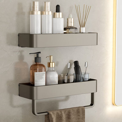 Vivolux | Zeitgemäßes Aluminium Badezimmer Zubehörset Graue Badablage