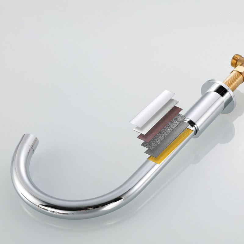 Vivolux | Ganshals Badezimmer Waschbeckenarmatur 2 Handgriffe Warm- und Kaltwasser Waschbeckenarmatur mit Ablauf