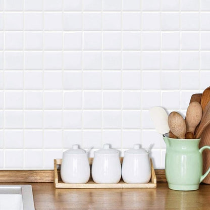 Vivolux | Weiße Mosaik Peel & Stick Fliese Wasserfeste Küchenrückwand Tapete