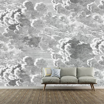 Vivolux | Minimalistische Wolkenwandmalerei in Grau Wohnzimmer Wandverkleidung, Personalisierte Größe Verfügbar