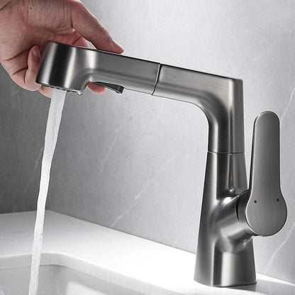 Vivolux | Ausziehbarer Vessel Wasserhahn Moderner Waschbecken Wasserhahn mit einem Hebelgriff