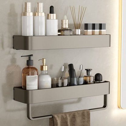Vivolux | Zeitgemäßes Aluminium Badezimmer Zubehörset Graue Badablage