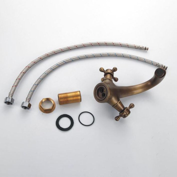 Vivolux | Industrieller Weitverbreiteter Badezimmer 2 Wasserhahn Kreuzgriffe Waschbecken Wasserhahn