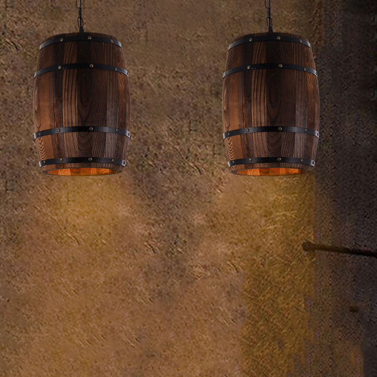 Vivolux | BarrelGlow Vintage Pendelleuchte | Holz-Weinfass-Design | 1-flammig | Rustikale Beleuchtung