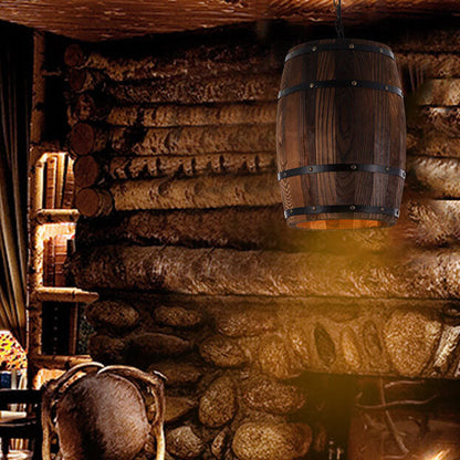 Vivolux | BarrelGlow Vintage Pendelleuchte | Holz-Weinfass-Design | 1-flammig | Rustikale Beleuchtung