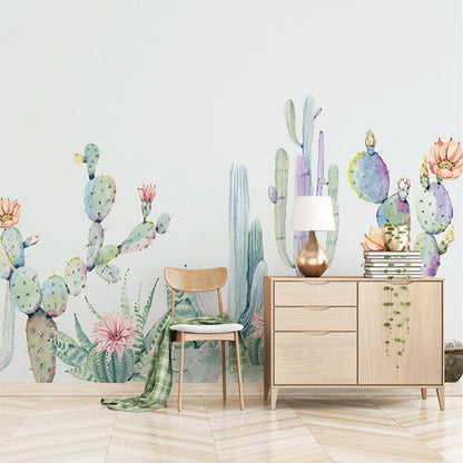 Vivolux | Lichtgroene Cactus Muurverf Behang Vlekbestendig Tropix Woonkamer Wandbedekking