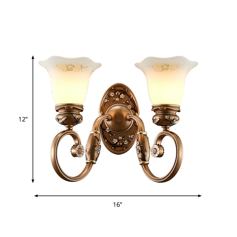 Vivolux | Blumen Shade Wand Sconce Beleuchtung Retro Stil 1/2-Licht Facettiertes Glas Wandmontage Lampe in Braun