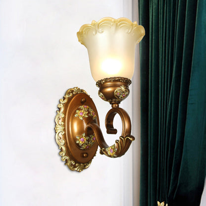 Vivolux | Retro-stijl bloemensculptuur wandverlichting 1/2-bulb gezoet kristal wandlamp in bruin