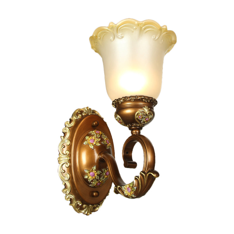 Vivolux | Retro-stijl bloemensculptuur wandverlichting 1/2-bulb gezoet kristal wandlamp in bruin