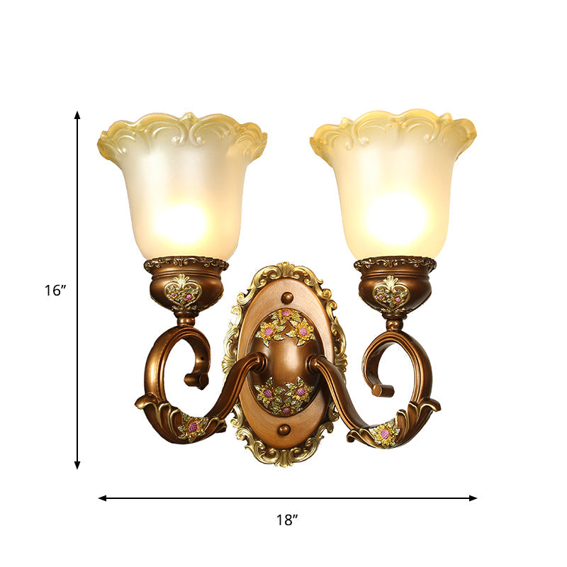 Vivolux | Retro-stijl bloemensculptuur wandverlichting 1/2-bulb gezoet kristal wandlamp in bruin