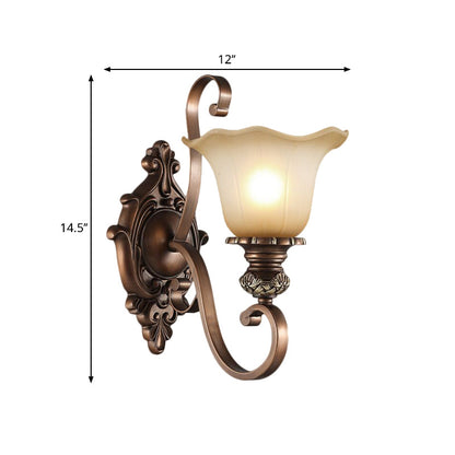 Vivolux | 1/2-Kopf Wand sconce Beleuchtung mit floralem Schirm Kristall traditionelle Korridor Wandlampe in Kaffee
