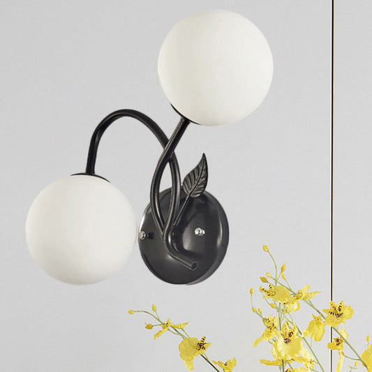 Vivolux | Traditionele Sferische Wandlamp 2-Lichts Facetglas Wandlamp Armatuur in Zwart