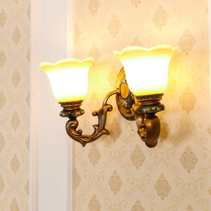 Vivolux | Antieke Bloesem Schaduw Wandlamp 1/2-Licht Facet Kristal Wandlamp in Bruin voor Slaapkamer