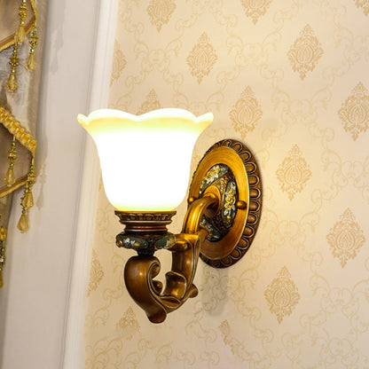 Vivolux | Antieke Bloesem Schaduw Wandlamp 1/2-Licht Facet Kristal Wandlamp in Bruin voor Slaapkamer