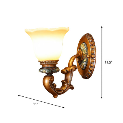 Vivolux | Antieke Bloesem Schaduw Wandlamp 1/2-Licht Facet Kristal Wandlamp in Bruin voor Slaapkamer