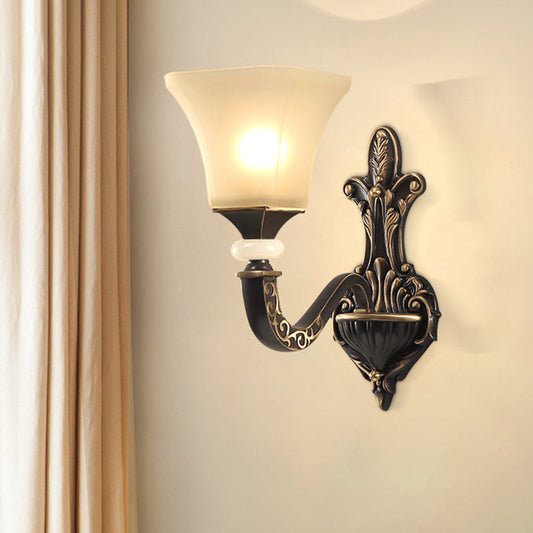 Vivolux | Schwarz 1/2-Glühbirne Wandmontierte Leuchten Retro Milchglas Auslauf Schirm Wandlampe