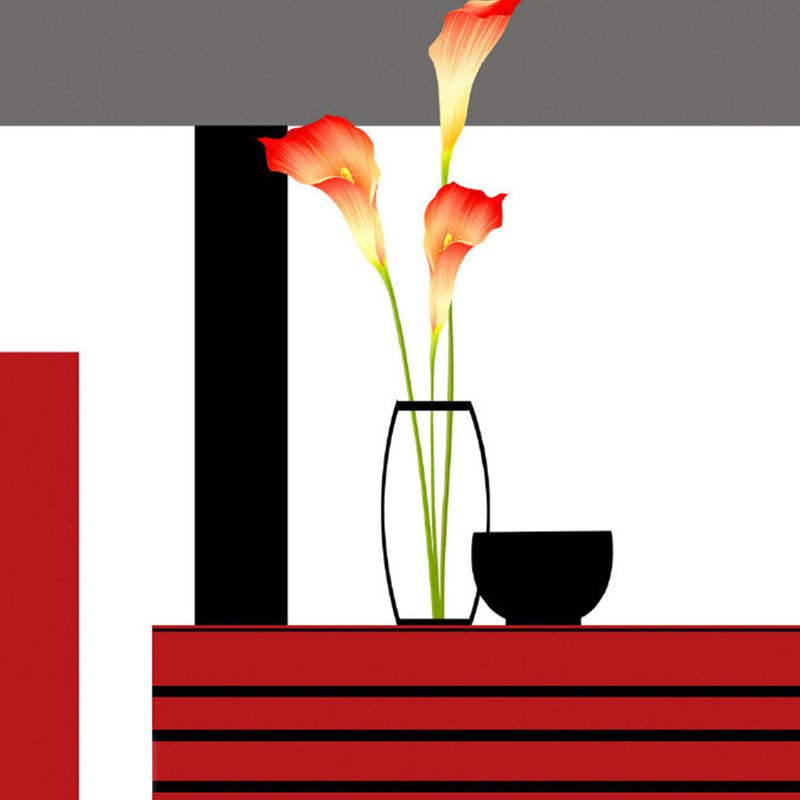 Vivolux | Ganze Calla-Lilie Wandkunst Künstliche Schöne Blumen Wanddekoration in Rot-Schwarz