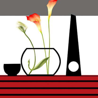 Vivolux | Ganze Calla-Lilie Wandkunst Künstliche Schöne Blumen Wanddekoration in Rot-Schwarz