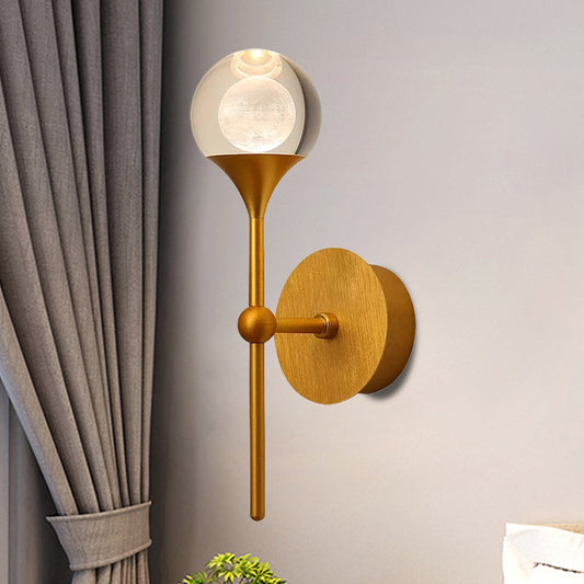 Vivolux | LED Kristall Wandlampe Traditionell Gold Kugel Schlafzimmer Wandmontierte Leuchte